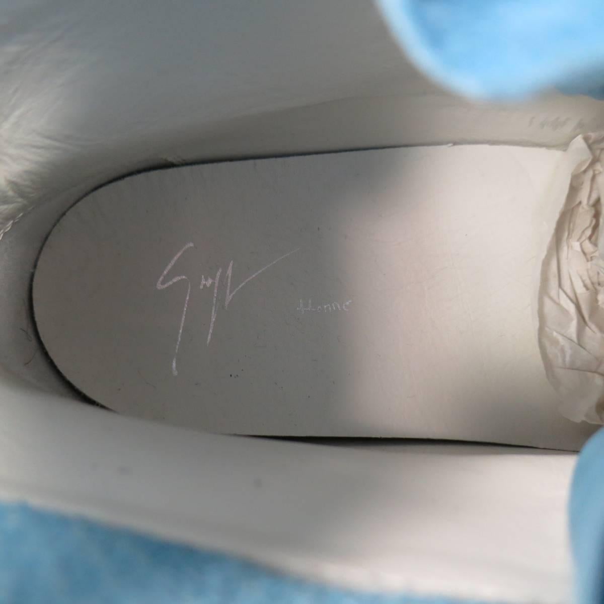 GIUSEPPE ZANOTTI Size 10 Powder Blue Snake Leather Sneakers 4