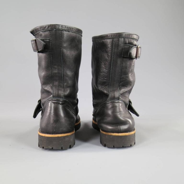 COMME des GARCONS Toa Size 9 Black Leather Wrinkle Studded
