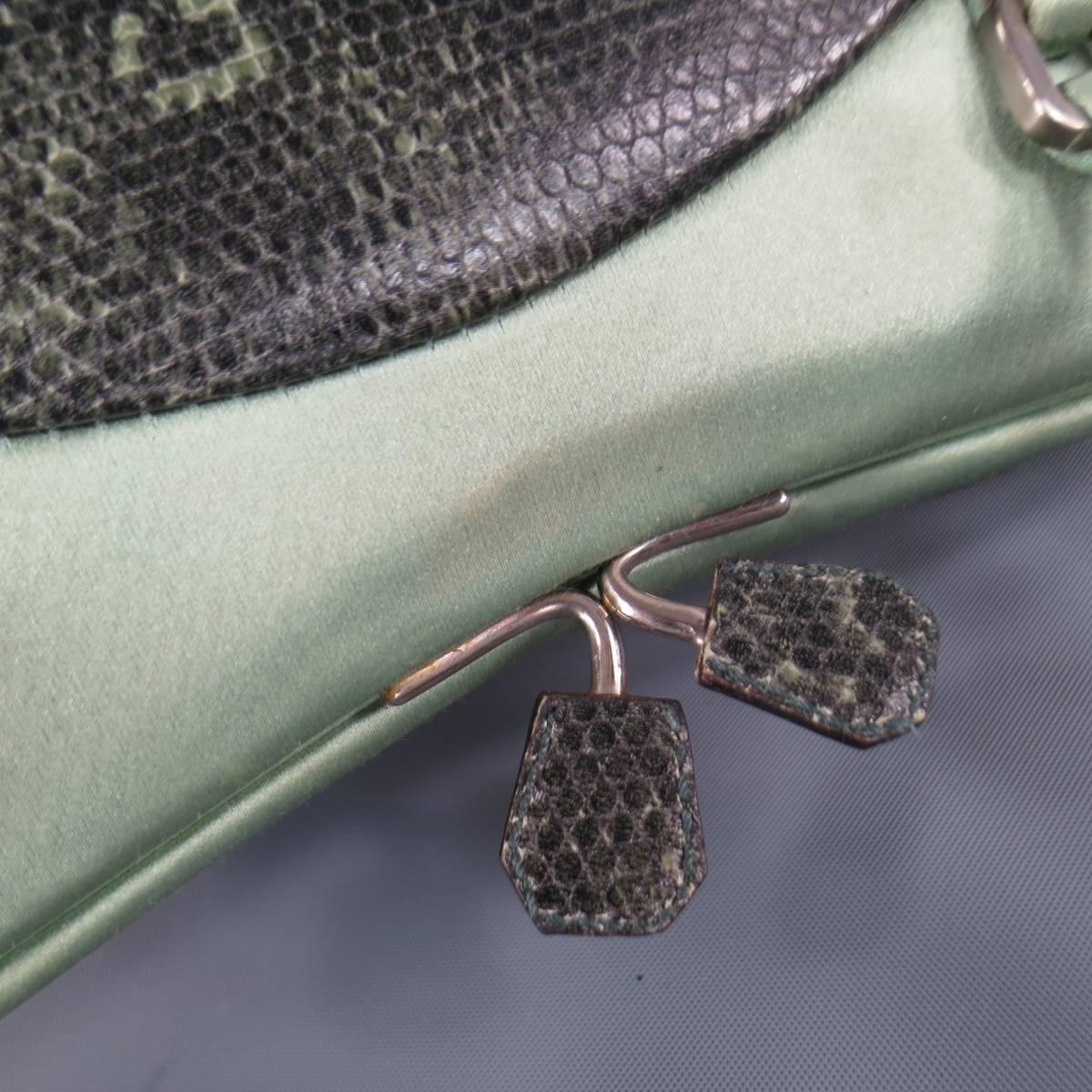 Women's PRADA Mint Green Satin & Lizard Leather Mini Purse Handbag