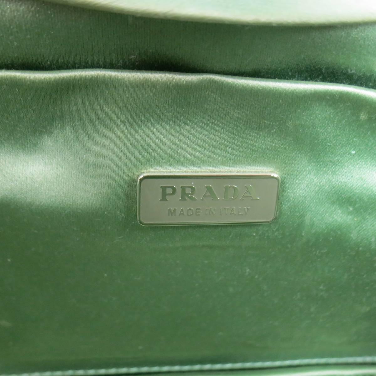 PRADA Mint Green Satin & Lizard Leather Mini Purse Handbag 1