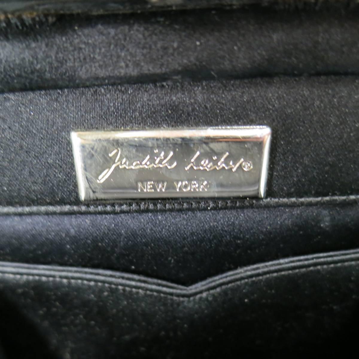 Vintage JUDITH LEIBER Black Beaded Satin Evening Handbag 6