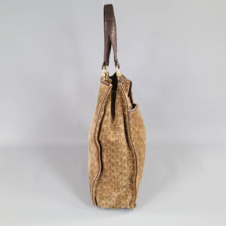 Vintage BOTTEGA VENETA Brown Butterfly Print Suede Tote Bag at 1stDibs ...