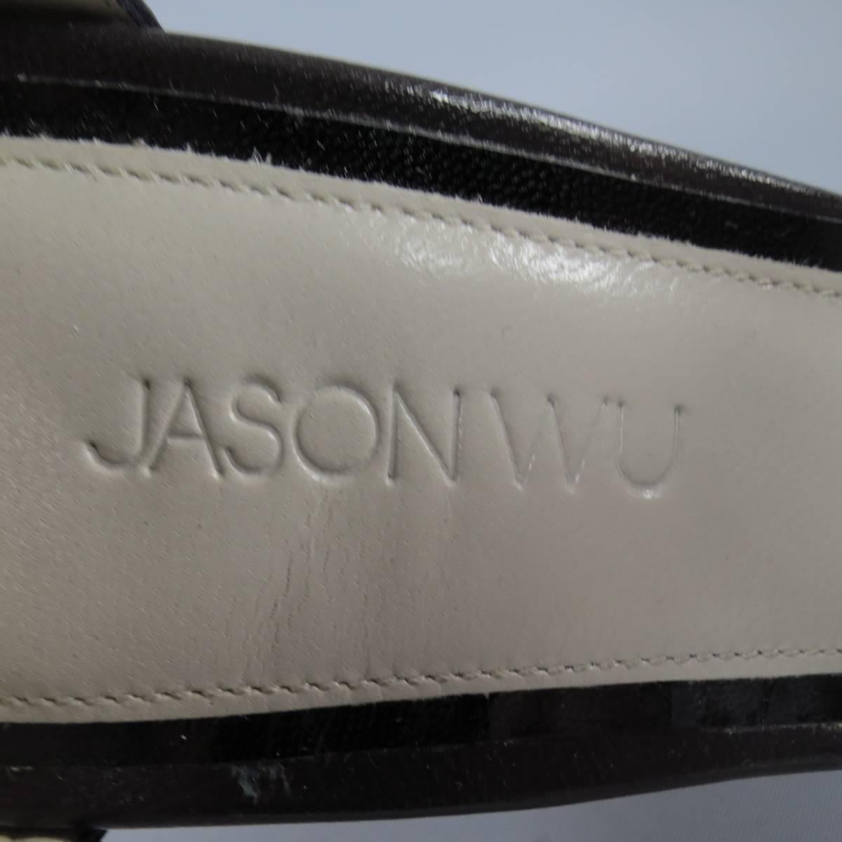 Women's Jason Wu Black and Gray Leather Platform Snake Skin Platform Heels, Size 8 