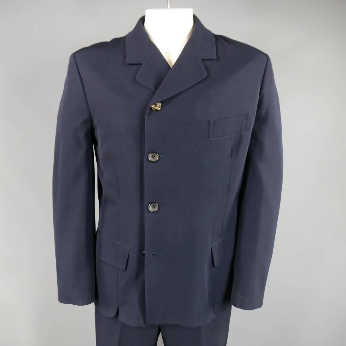 Black Vintage YOHJI YAMAMOTO Regular Navy Cotton Double Breasted 32 34 Suit