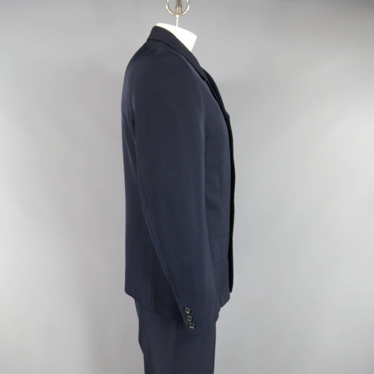 Men's Vintage YOHJI YAMAMOTO Regular Navy Cotton Double Breasted 32 34 Suit