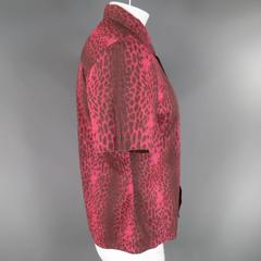 Vintage JUST CAVALLI Men's Size L Red Leaopard Print Cotton Short Sleeve Shirt