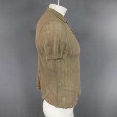 MIU MIU Size S Tan Cotton Mesh Knit POLO