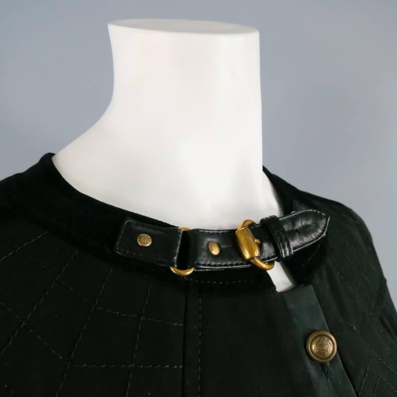 Women's GUCCI Size 2 Black Cotton Blend Short Sleeve A-Line Dress