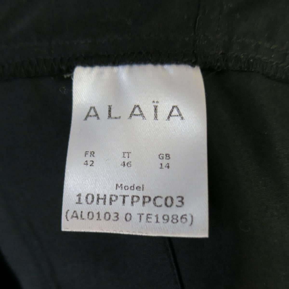 ALAIA Dress Size 10 Black Cotton Gathered Back Skirt Collared Shirt 3