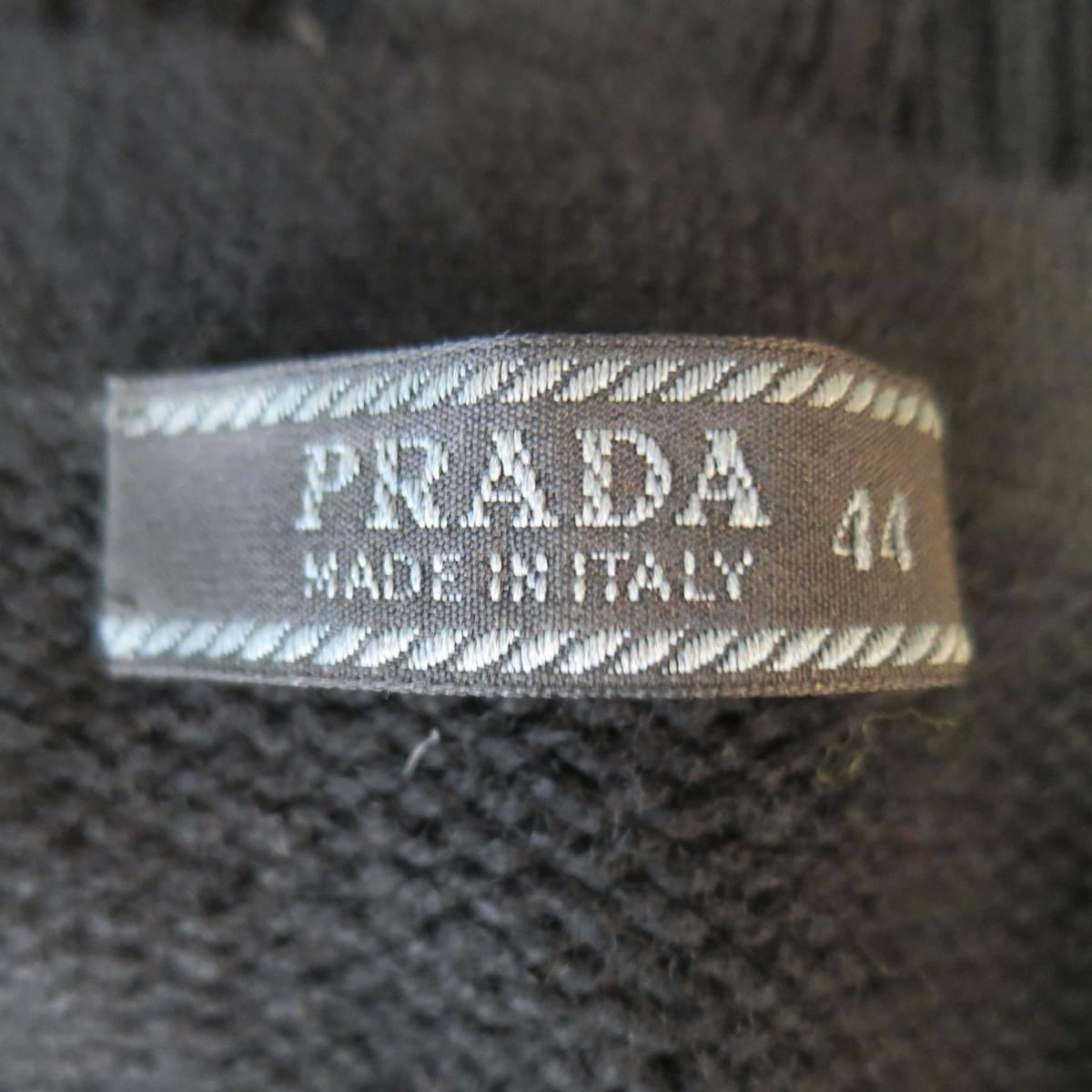 PRADA Size 8 Black Cashmere Croped Snap Button Cardigan 1