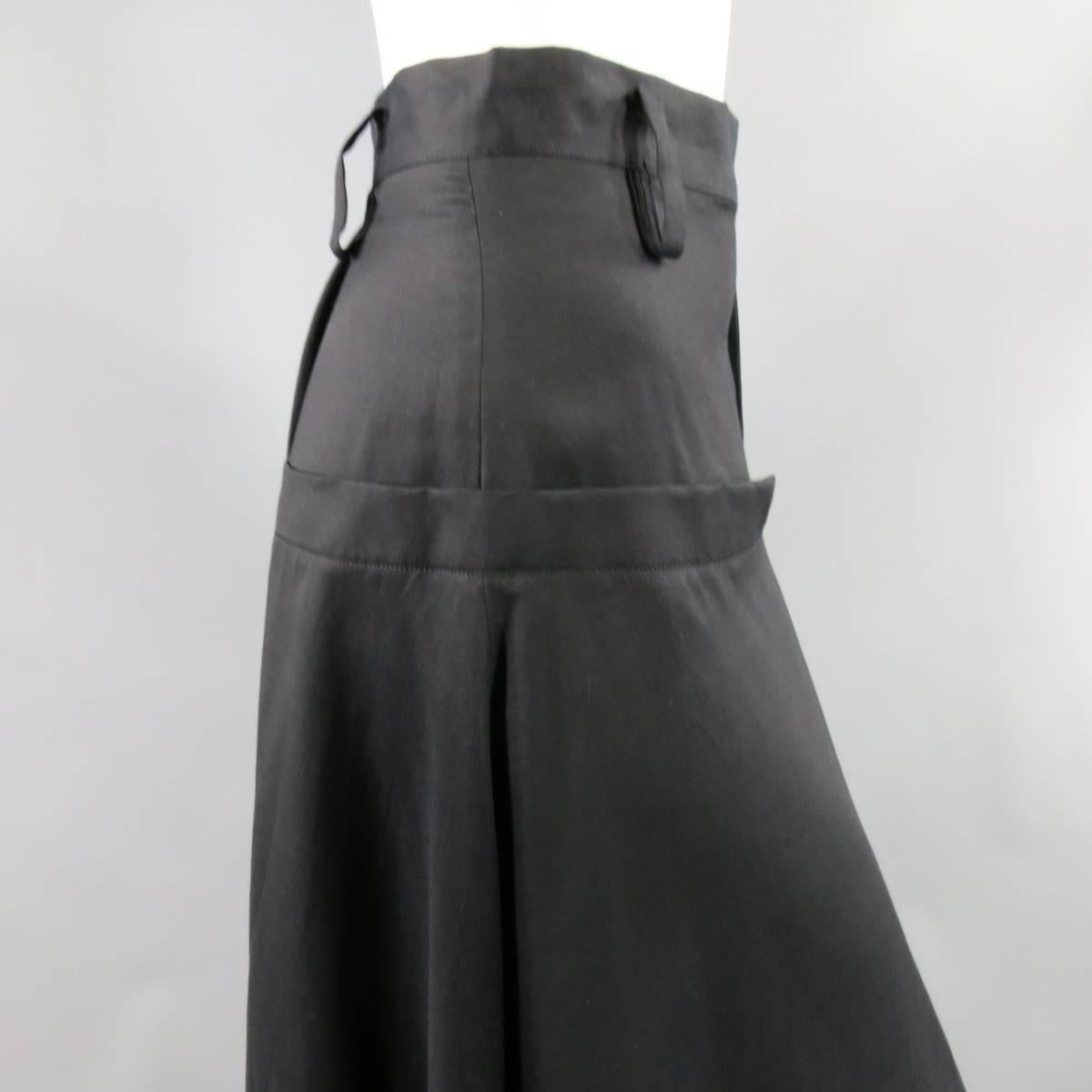 YOHJI YAMAMOTO Size 2JP Black Cotton / Rayon Extreme Wide Leg Dress Pants In Excellent Condition In San Francisco, CA