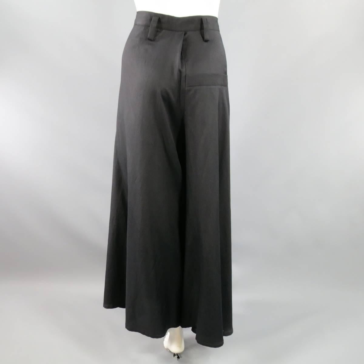 YOHJI YAMAMOTO Size 2JP Black Cotton / Rayon Extreme Wide Leg Dress Pants 1