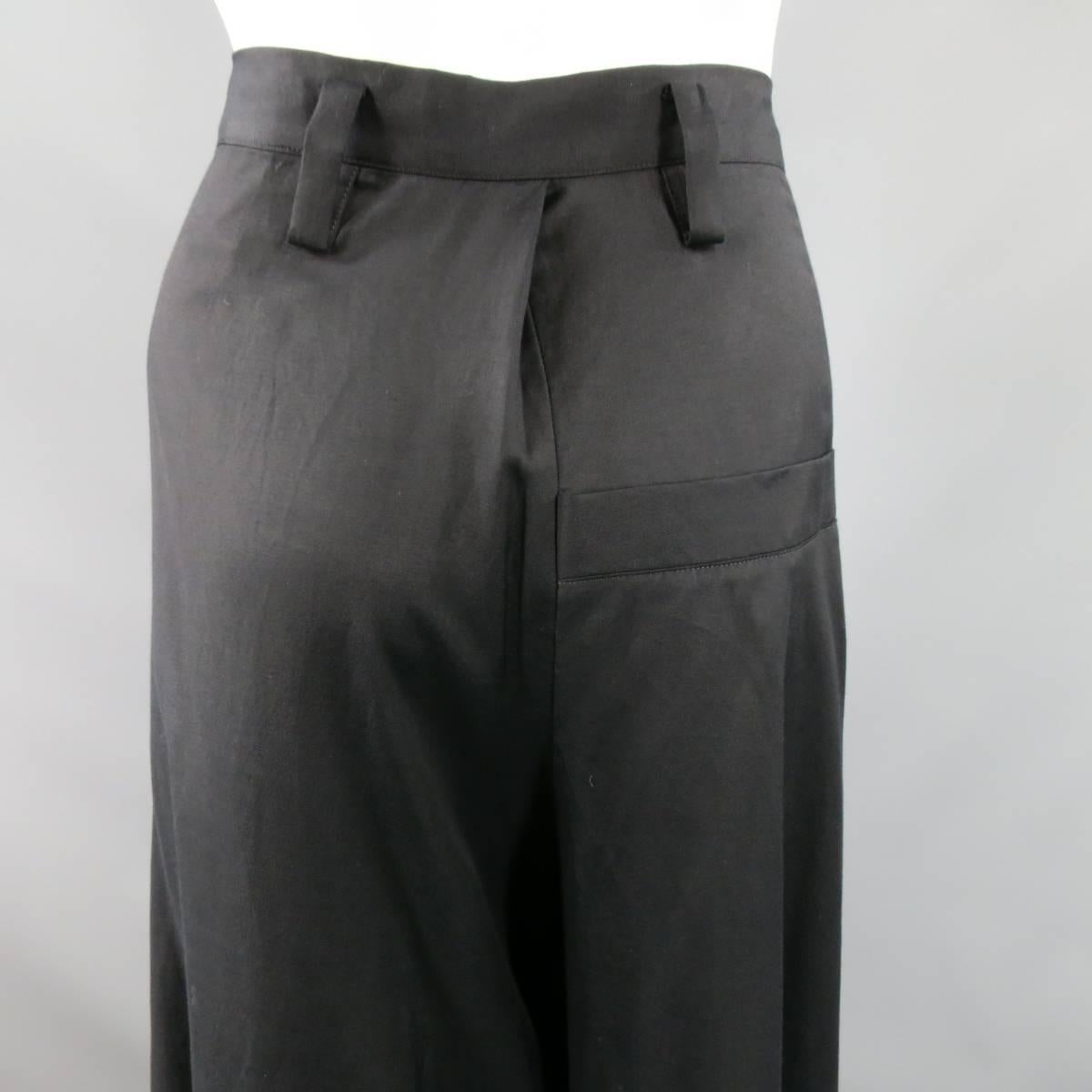 YOHJI YAMAMOTO Size 2JP Black Cotton / Rayon Extreme Wide Leg Dress Pants 3