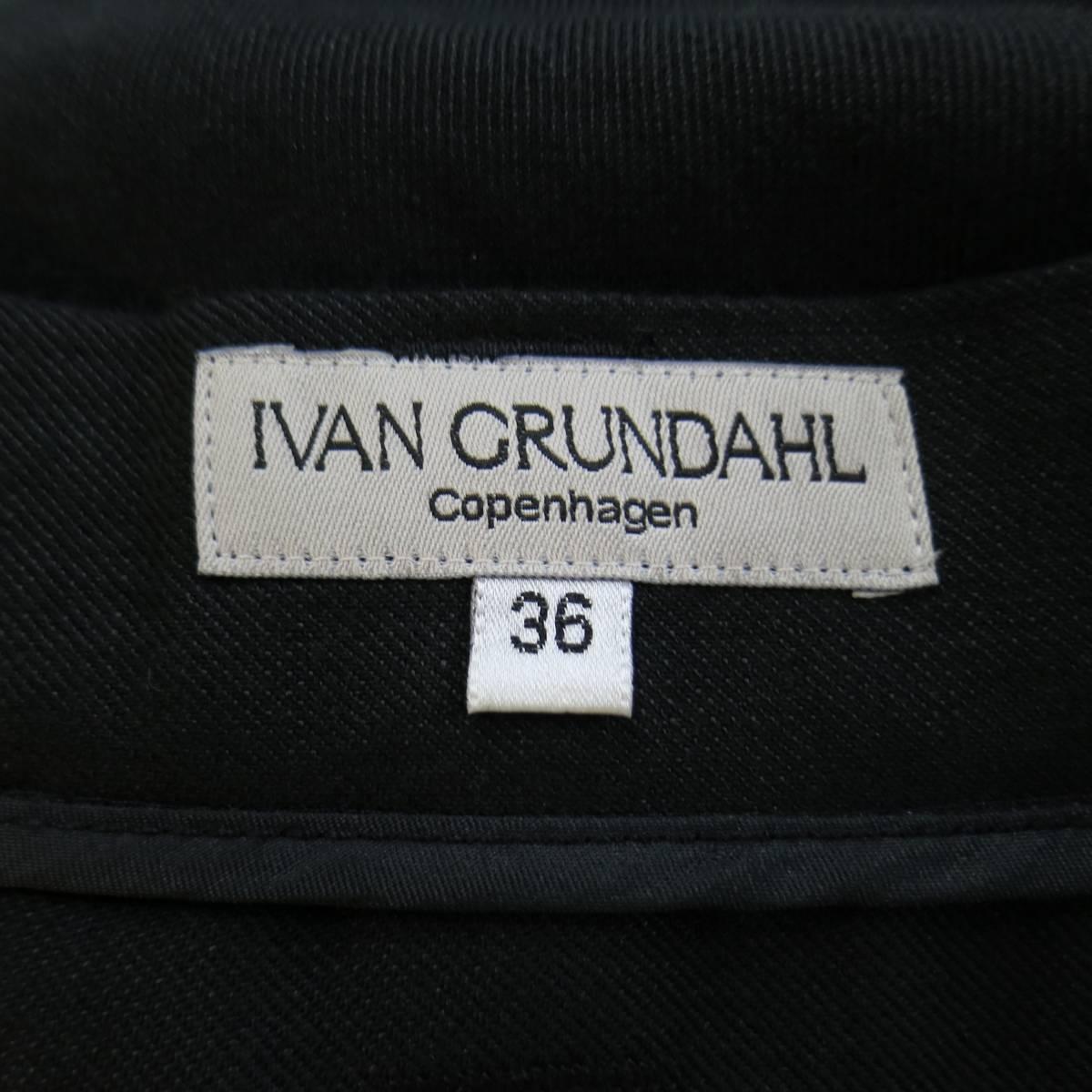IVAN GRUNDAHL Size 6 Charcoal Wool Draped Origami Pants 1