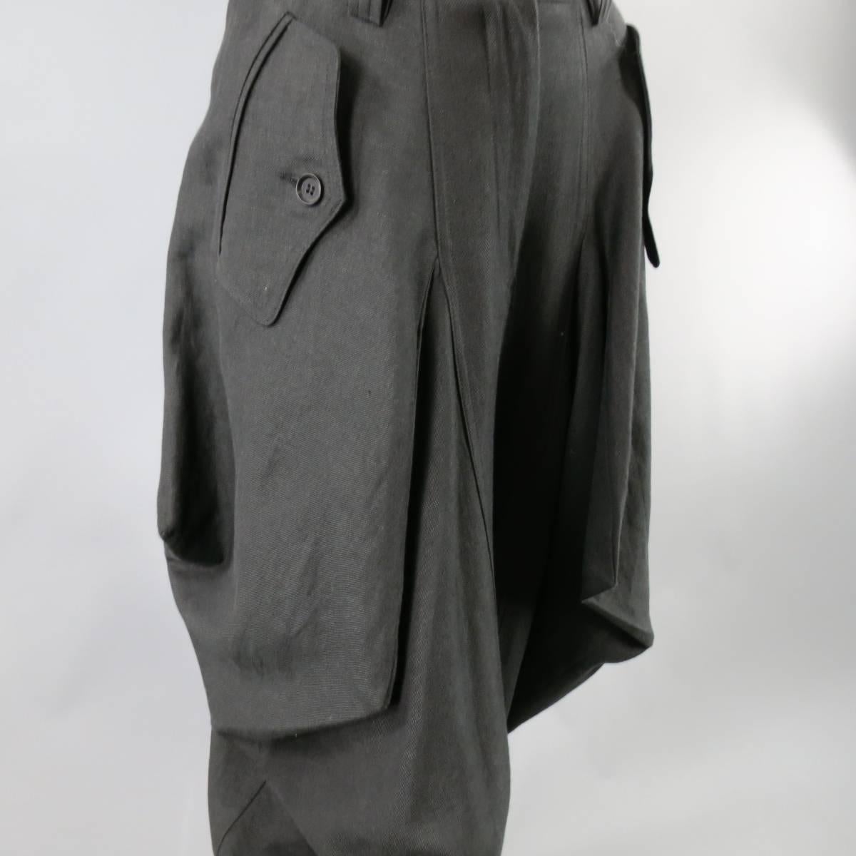 IVAN GRUNDAHL Size 6 Charcoal Wool Draped Origami Pants 3