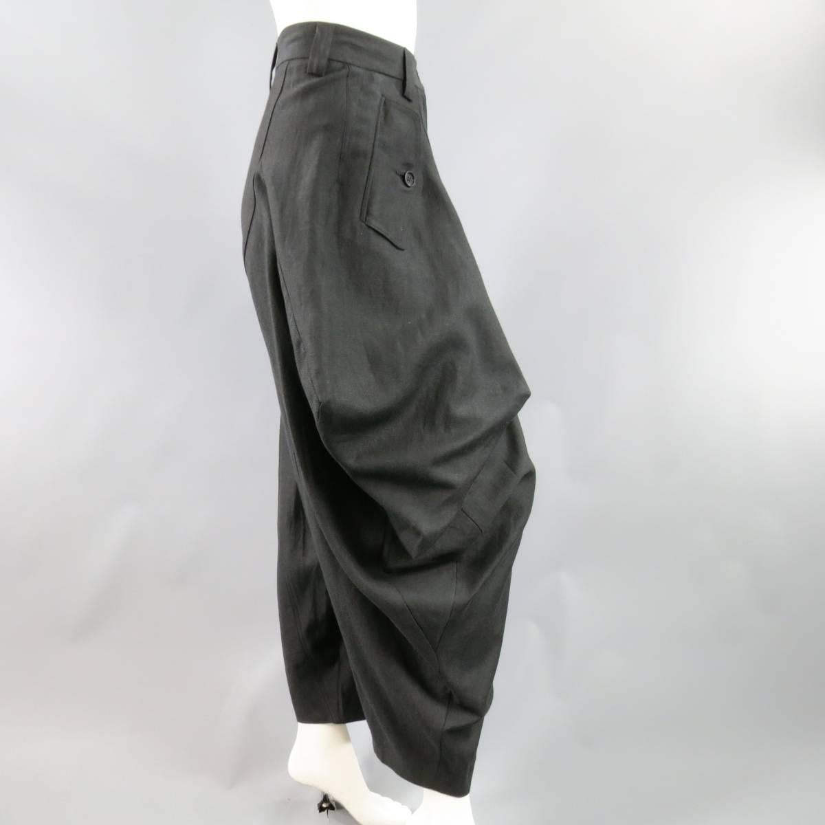 Women's IVAN GRUNDAHL Size 6 Charcoal Wool Draped Origami Pants