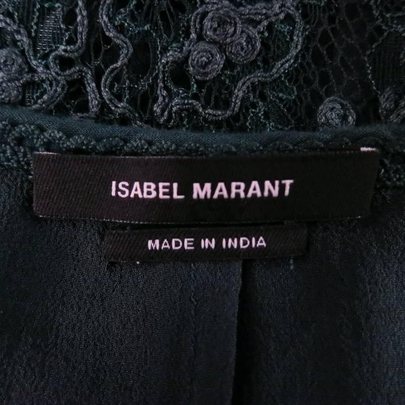 ISABEL MARANT Size 6 Teal Lace Tied long Sleeve Ruffle Skirt Shift Dress 2