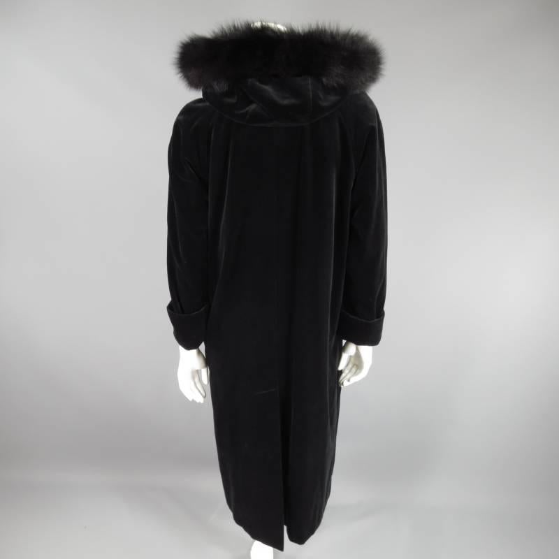 black velvet hooded coat