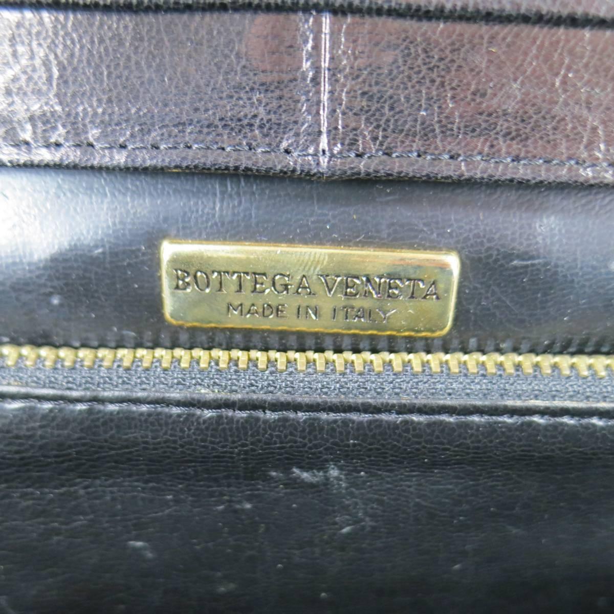 Vintage BOTTEGA VENETA Black Leather Lock Clutch with Mirror 1
