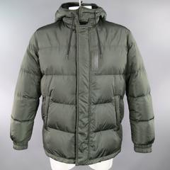 PRADA Men's 44 Green Quilted Detachable Hood Puff Parka Jacket