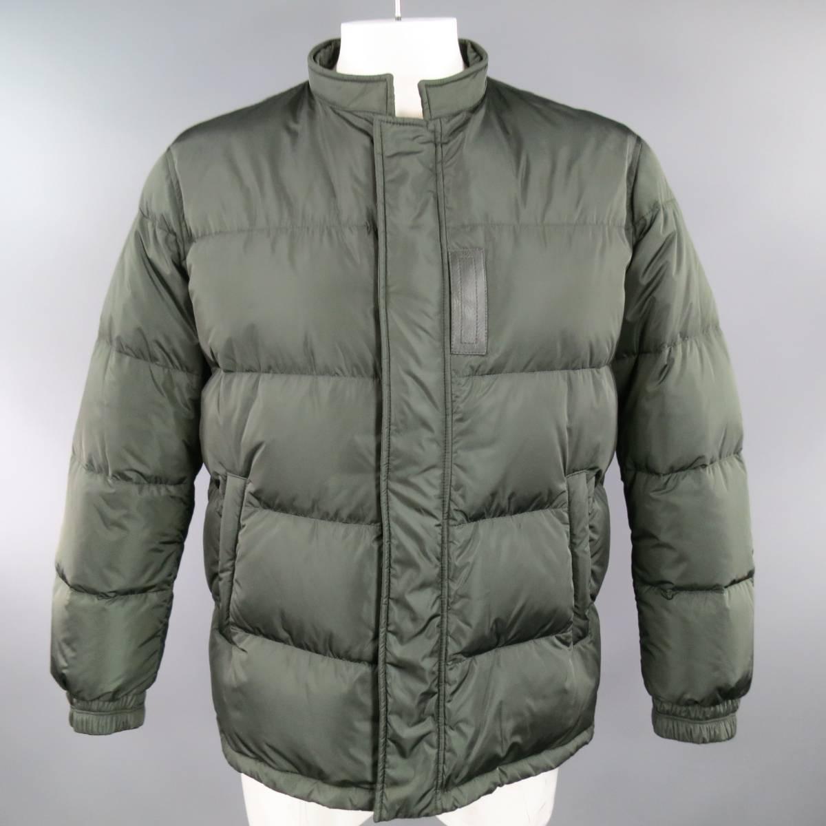 PRADA Men's 44 Green Quilted Detachable Hood Puff Parka Jacket (veste parka matelassée à capuche détachable) 4