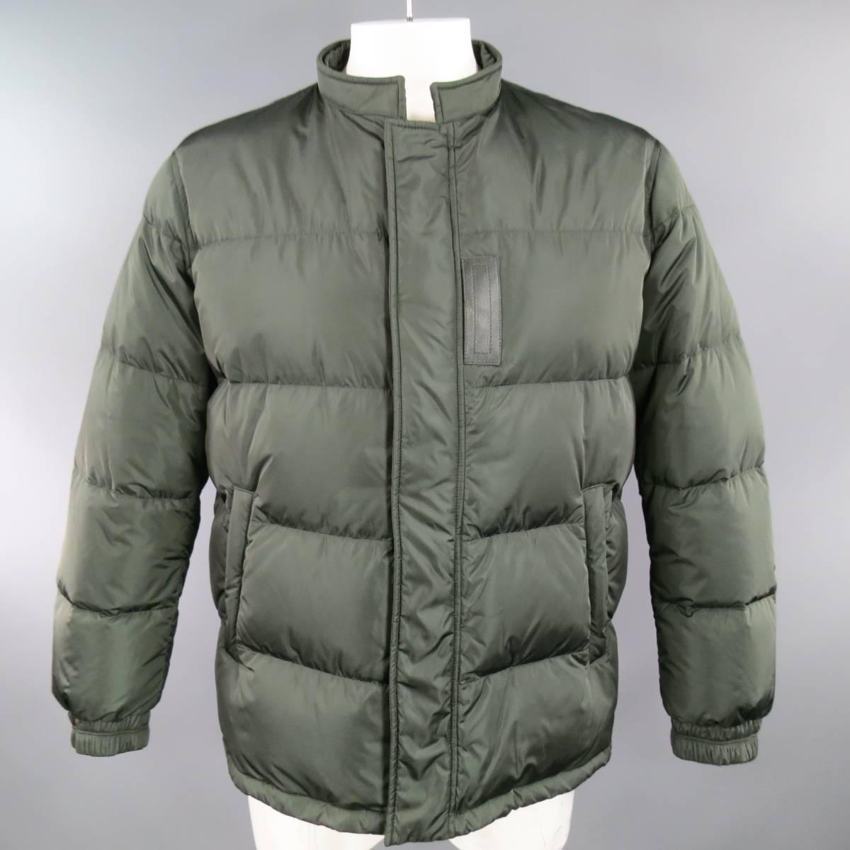 PRADA Men's 44 Green Quilted Detachable Hood Puff Parka Jacket 2