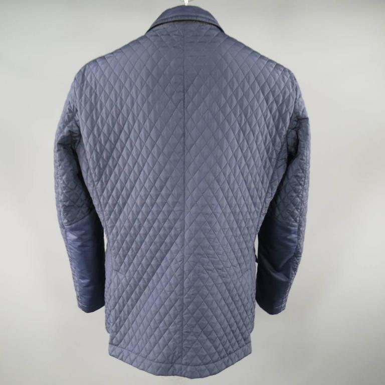 ETRO 46 Men's Navy Quilted Notch Lapel Patch Pocket Sport Coat Jacket