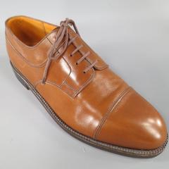 Vintage J.M. WESTON Size 9 Tan Leather Cap Toe Lace Up Dress Shoes