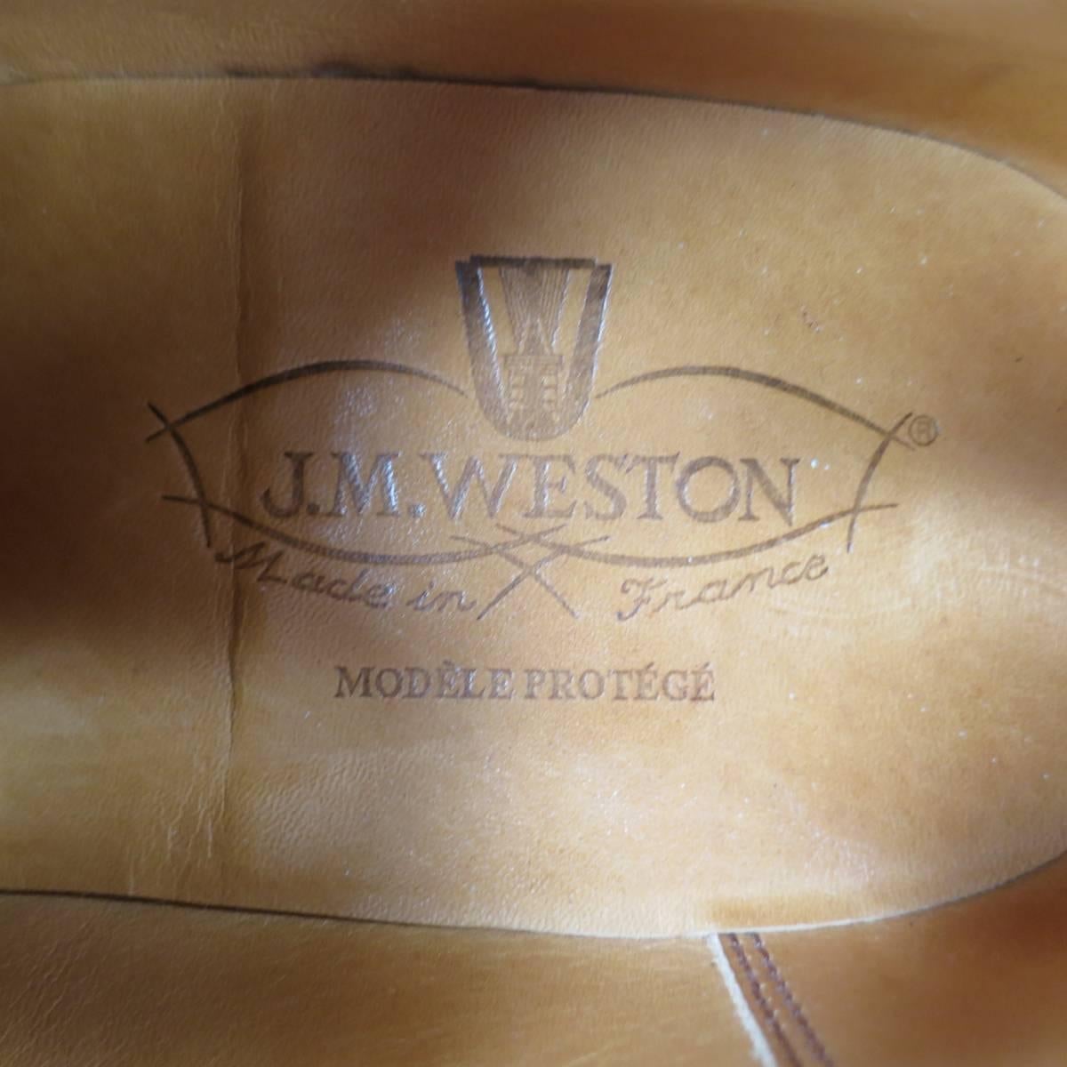 Vintage J.M. WESTON Size 9 Tan Leather Cap Toe Lace Up Dress Shoes 4