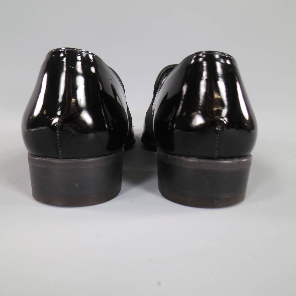 TOM FORD Size 9 Black Patent Leather Ribbon Band Tuxedo Loafers In Excellent Condition In San Francisco, CA