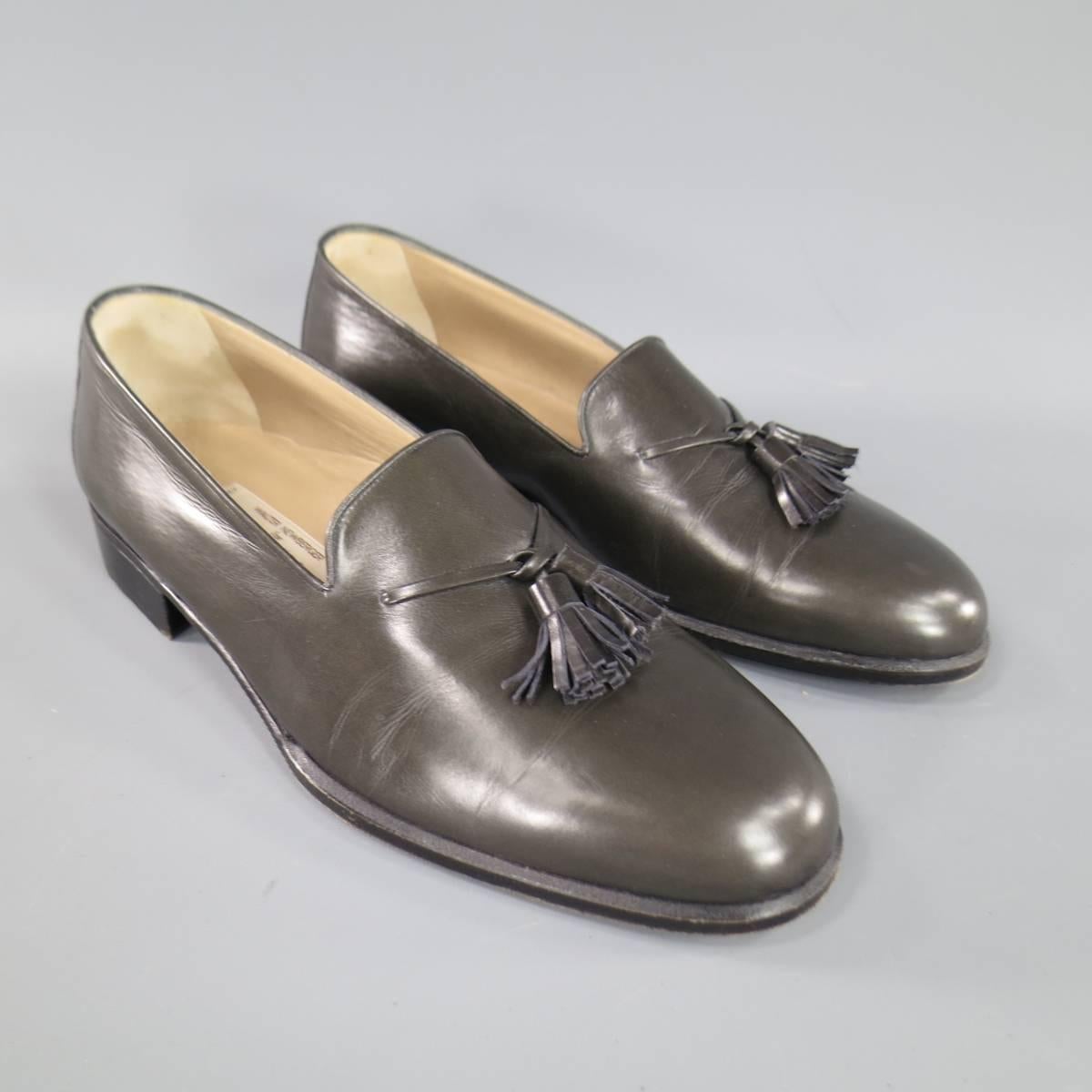 Gray Vintage GRAVATI Size 8.5 Charcoal Leather Tassel Loafers