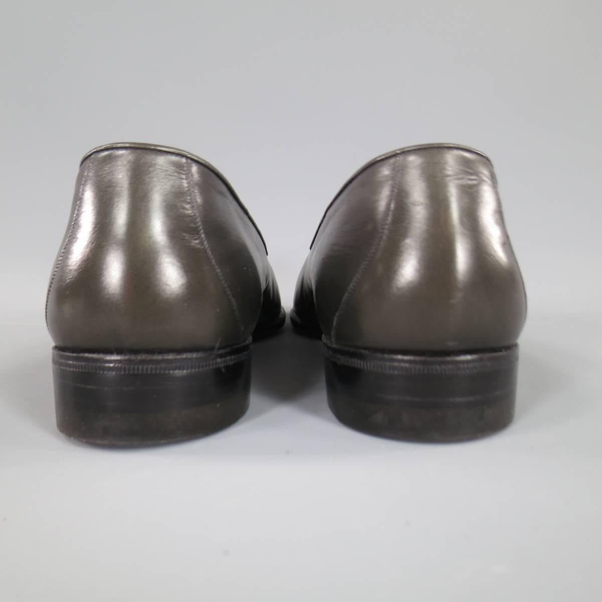 Men's Vintage GRAVATI Size 8.5 Charcoal Leather Tassel Loafers