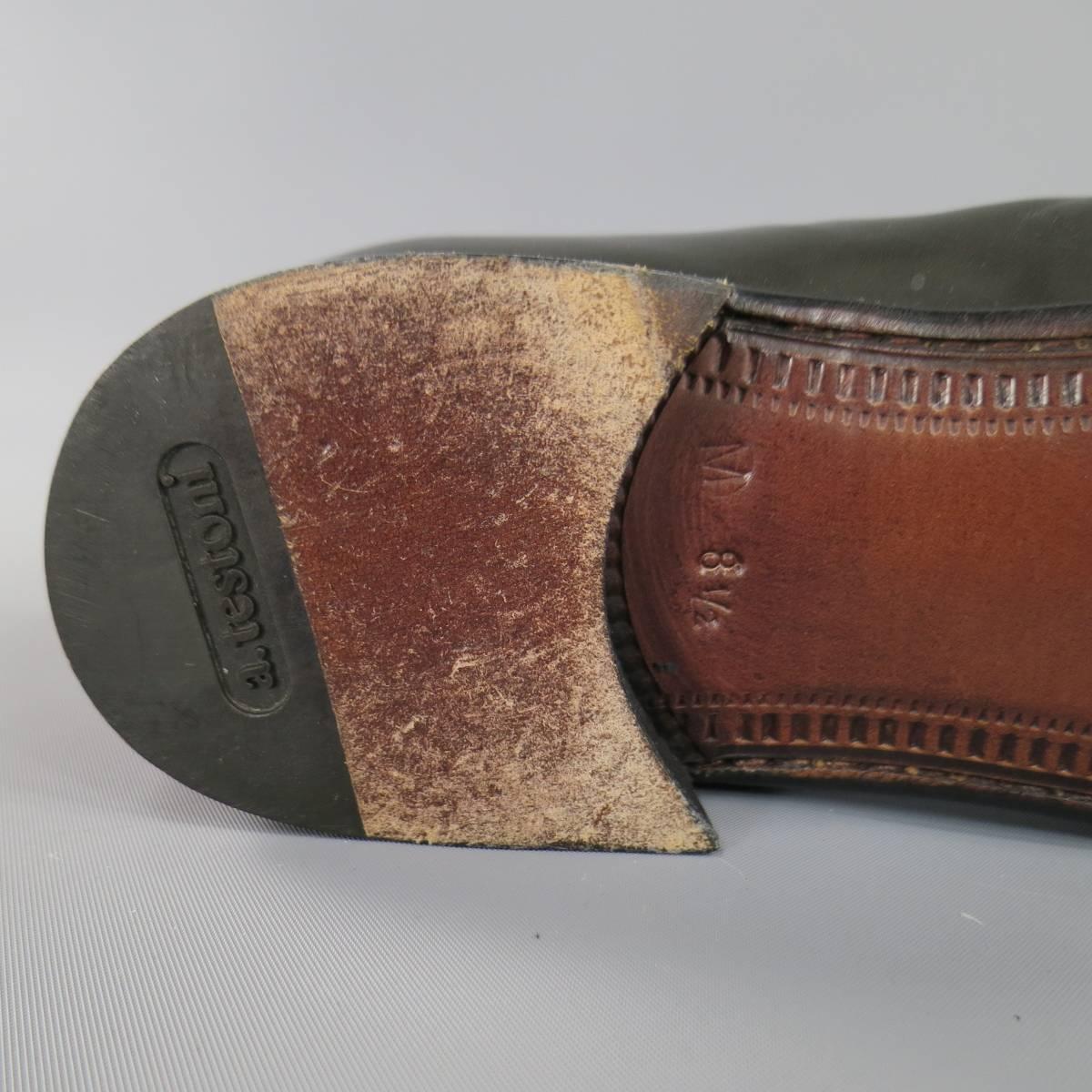 Vintage GRAVATI Size 8.5 Charcoal Leather Tassel Loafers 3