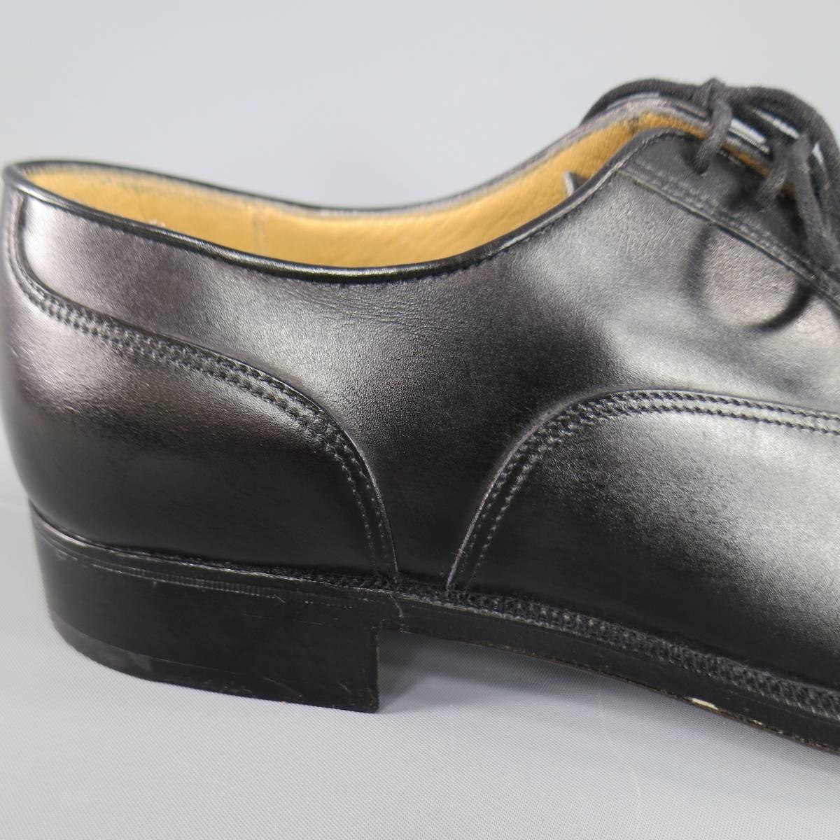 GRAVATI Size 8.5 Black Leather Cap Toe Lace Up Dress Shoes In New Condition In San Francisco, CA