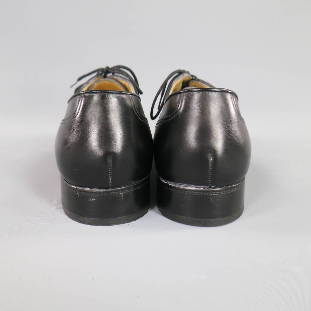 GRAVATI Size 8.5 Black Leather Cap Toe Lace Up Dress Shoes 1