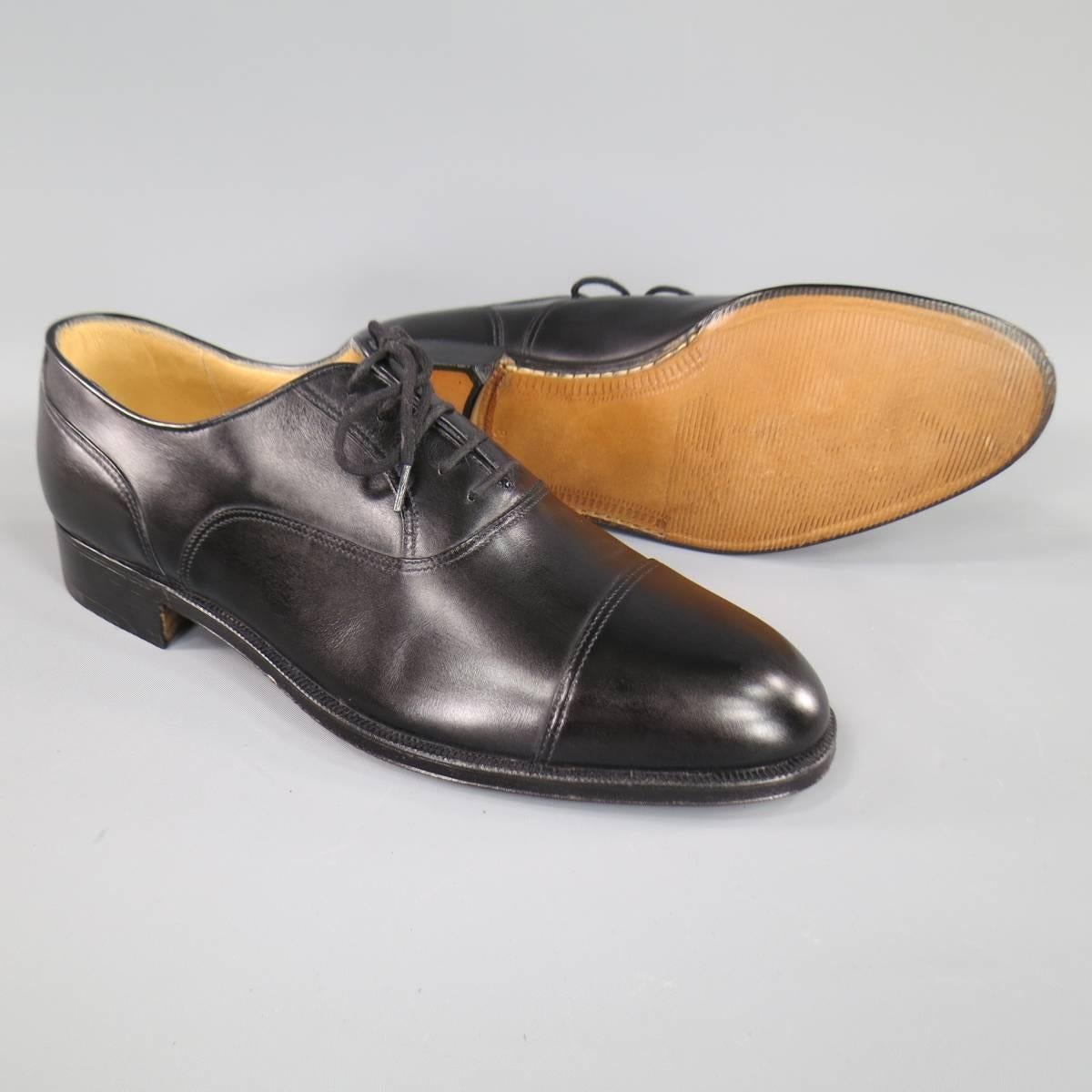 Men's GRAVATI Size 8.5 Black Leather Cap Toe Lace Up Dress Shoes