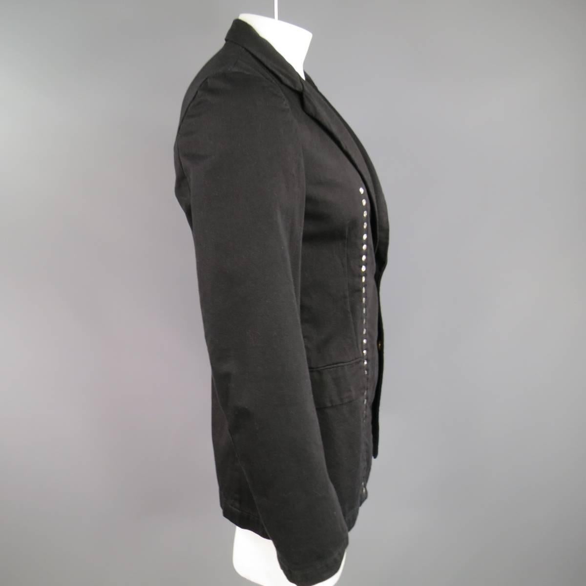 Comme Des Garcons Black Cotton Reversible Studded Sport Coat Jacket In Excellent Condition In San Francisco, CA