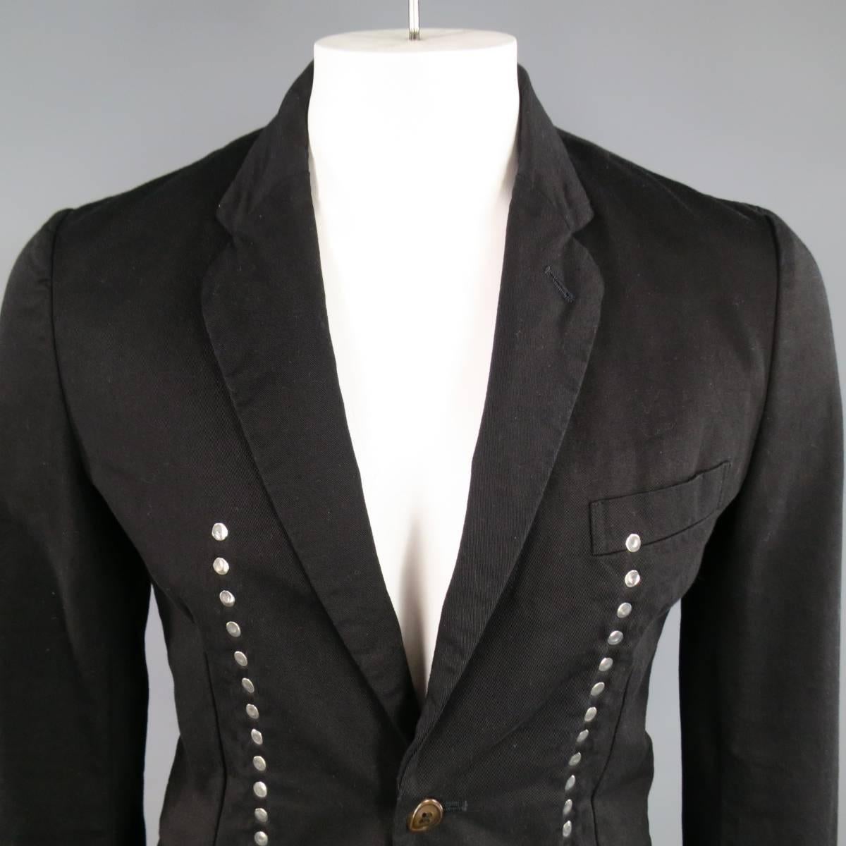 Men's Comme Des Garcons Black Cotton Reversible Studded Sport Coat Jacket