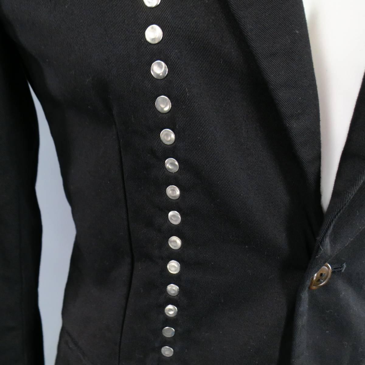 Comme Des Garcons Black Cotton Reversible Studded Sport Coat Jacket 1