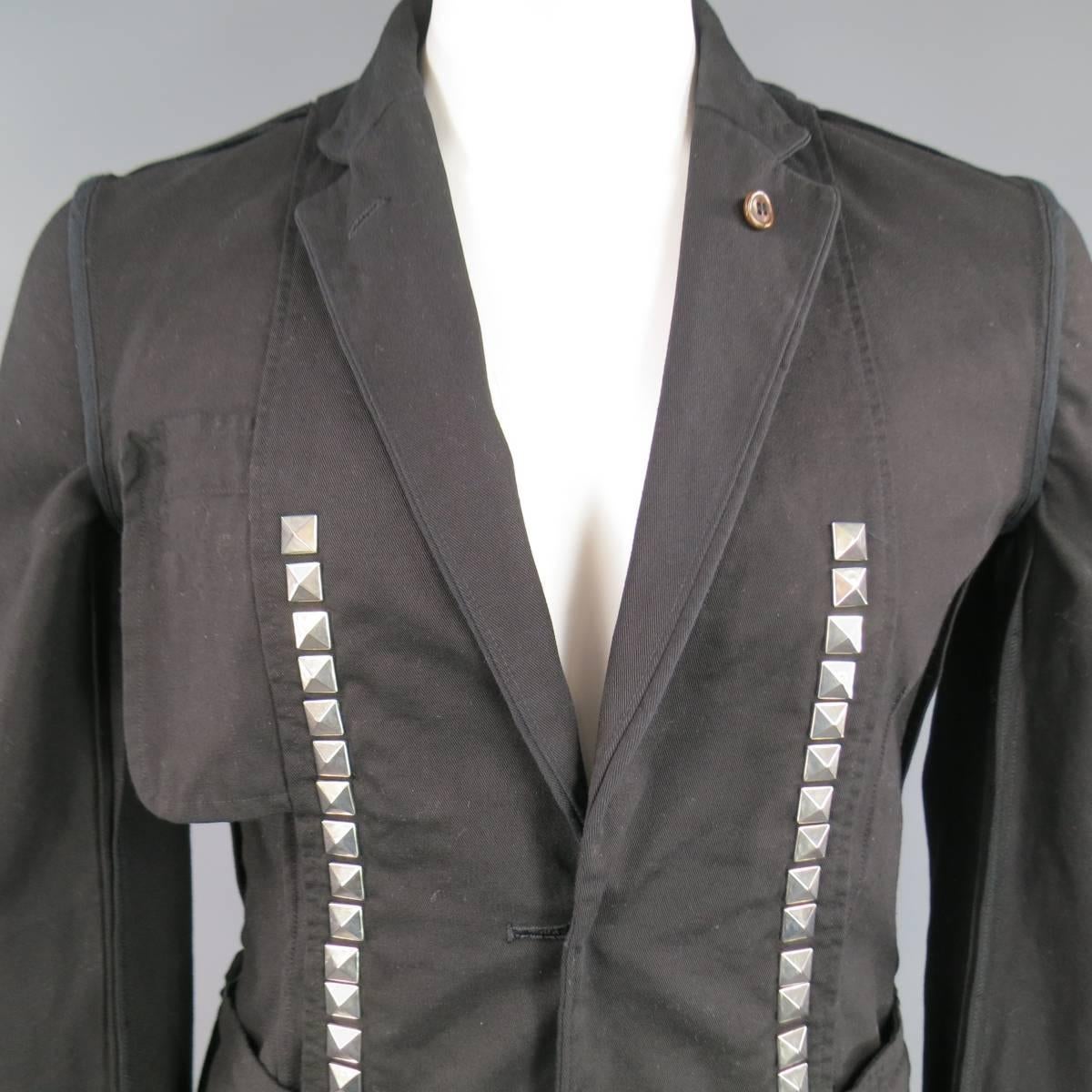Comme Des Garcons Black Cotton Reversible Studded Sport Coat Jacket 4