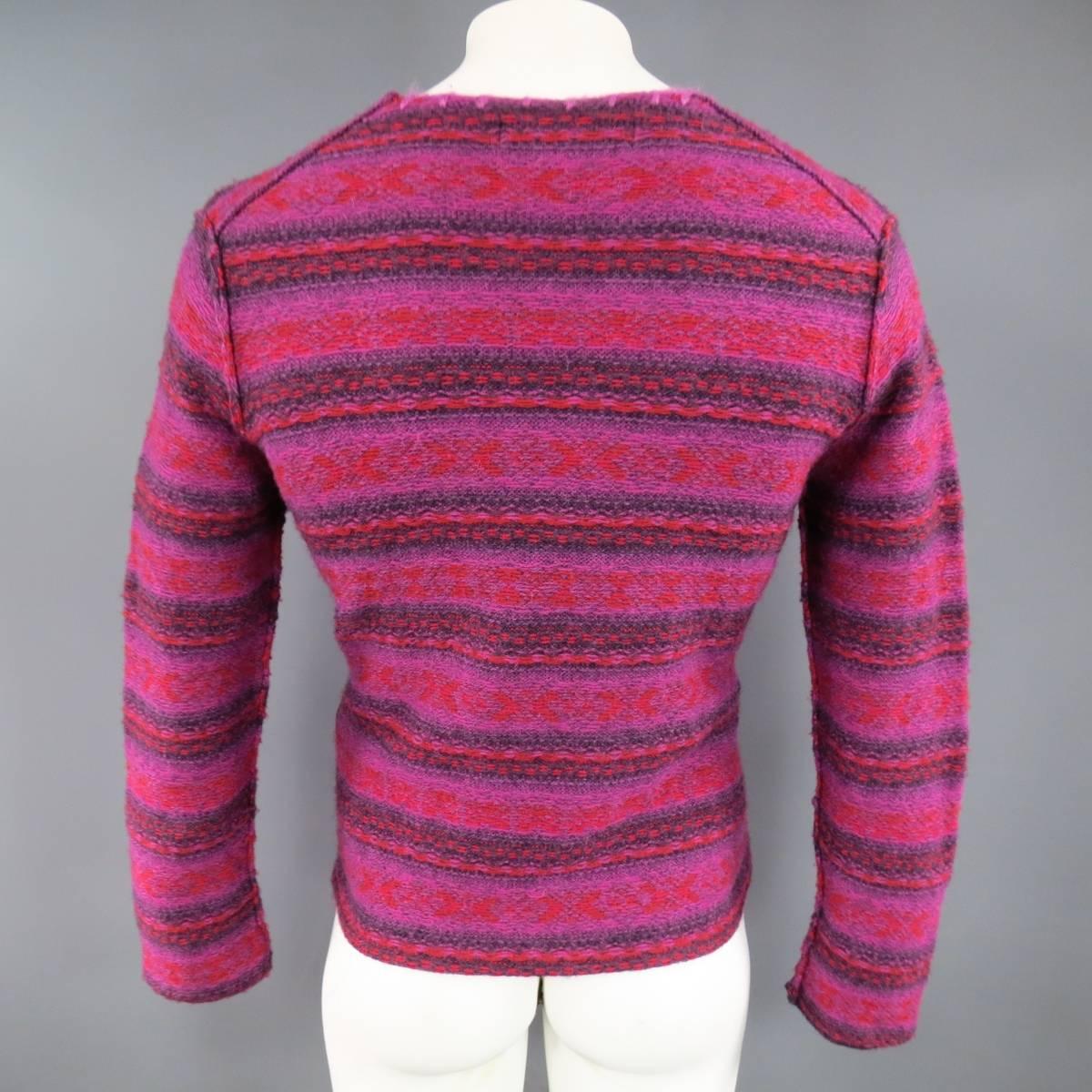 Comme des Garcons Pink and Red Fair Isle Wool V Neck Sweater, 1990s  1