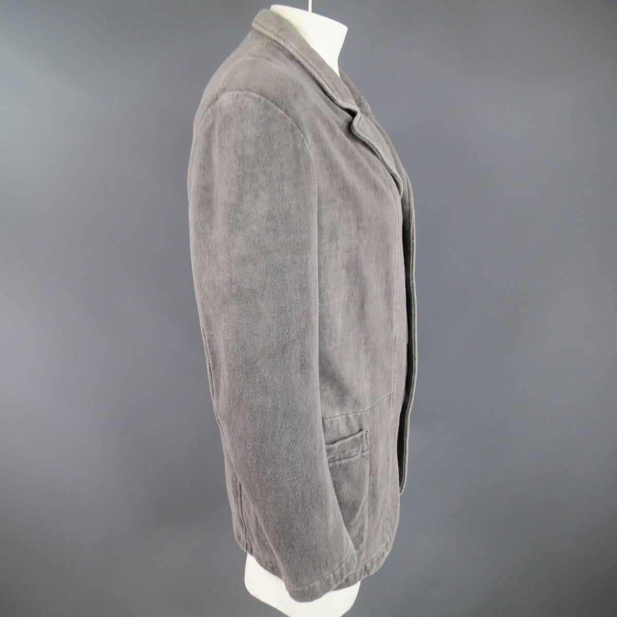Yohji Yamamoto Men's Jacket 42 Gray Cotton Jersey Pointed Lapel Sport Coat 1