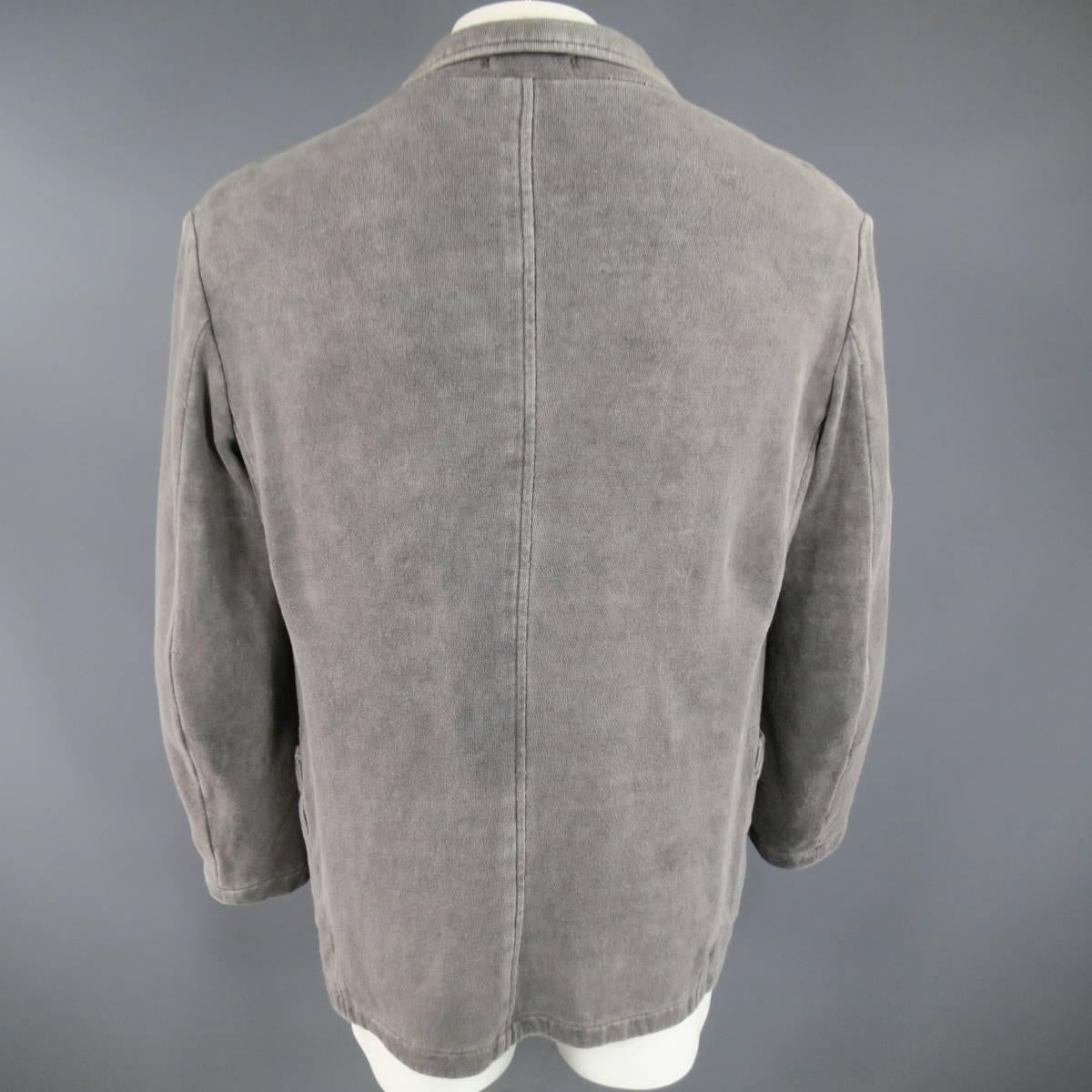 Yohji Yamamoto Men's Jacket 42 Gray Cotton Jersey Pointed Lapel Sport Coat 2
