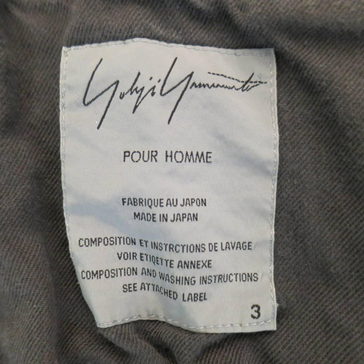 Yohji Yamamoto Men's Jacket 42 Gray Cotton Jersey Pointed Lapel Sport Coat 3