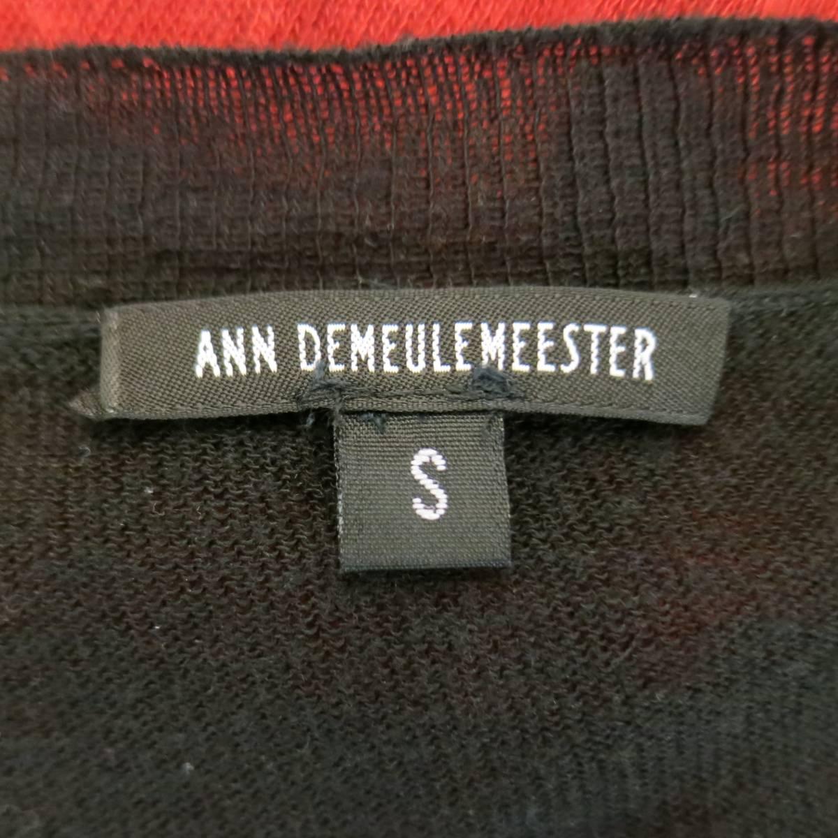 ANN DEMEULEMEESTER Size S Black & Red Sheer Cotton / Cashmere Long Line Pullover 3