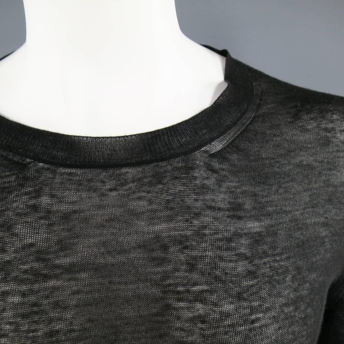 ANN DEMEULEMEESTER Size S Black & Red Sheer Cotton / Cashmere Long Line Pullover In Good Condition In San Francisco, CA