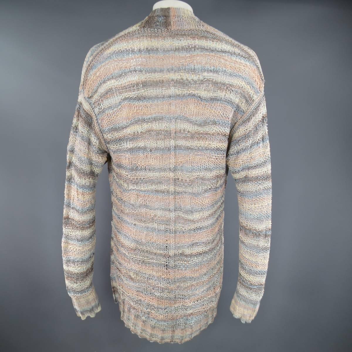 DAMIR DOMA Size L Multi-Color Pastel Cotton Mesh Oversized Cardigan In Good Condition In San Francisco, CA
