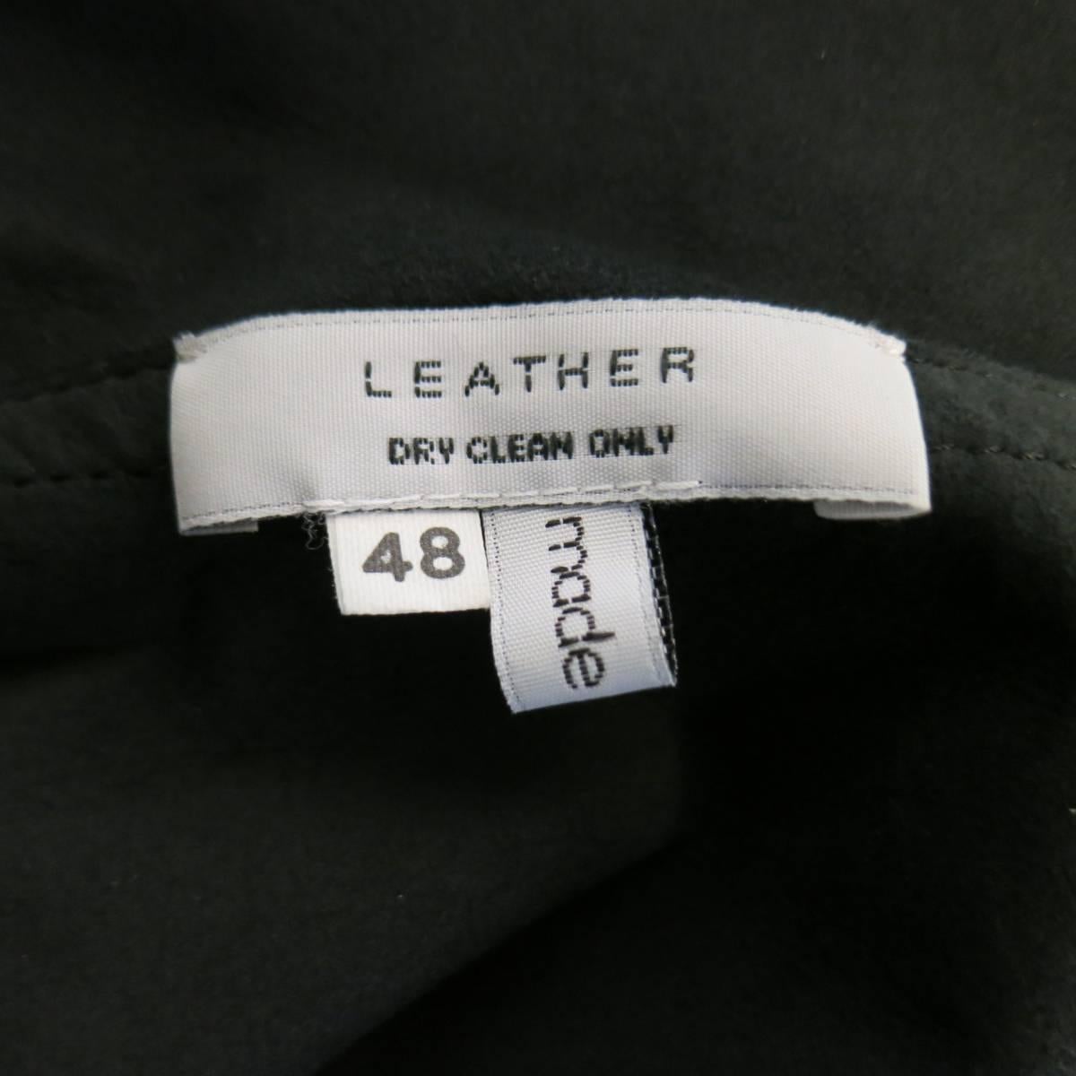 CoSTUME NATIONAL Mens Size S Black Leather Hidden Snap Placket Long Sleeve Shirt 3