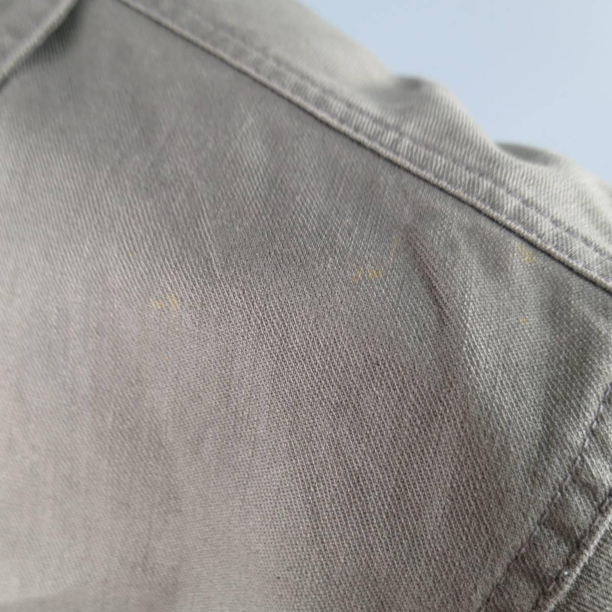 Men's Yves Saint Laurent 40 Taupe Cotton Denim Cropped Trucker Jacket
