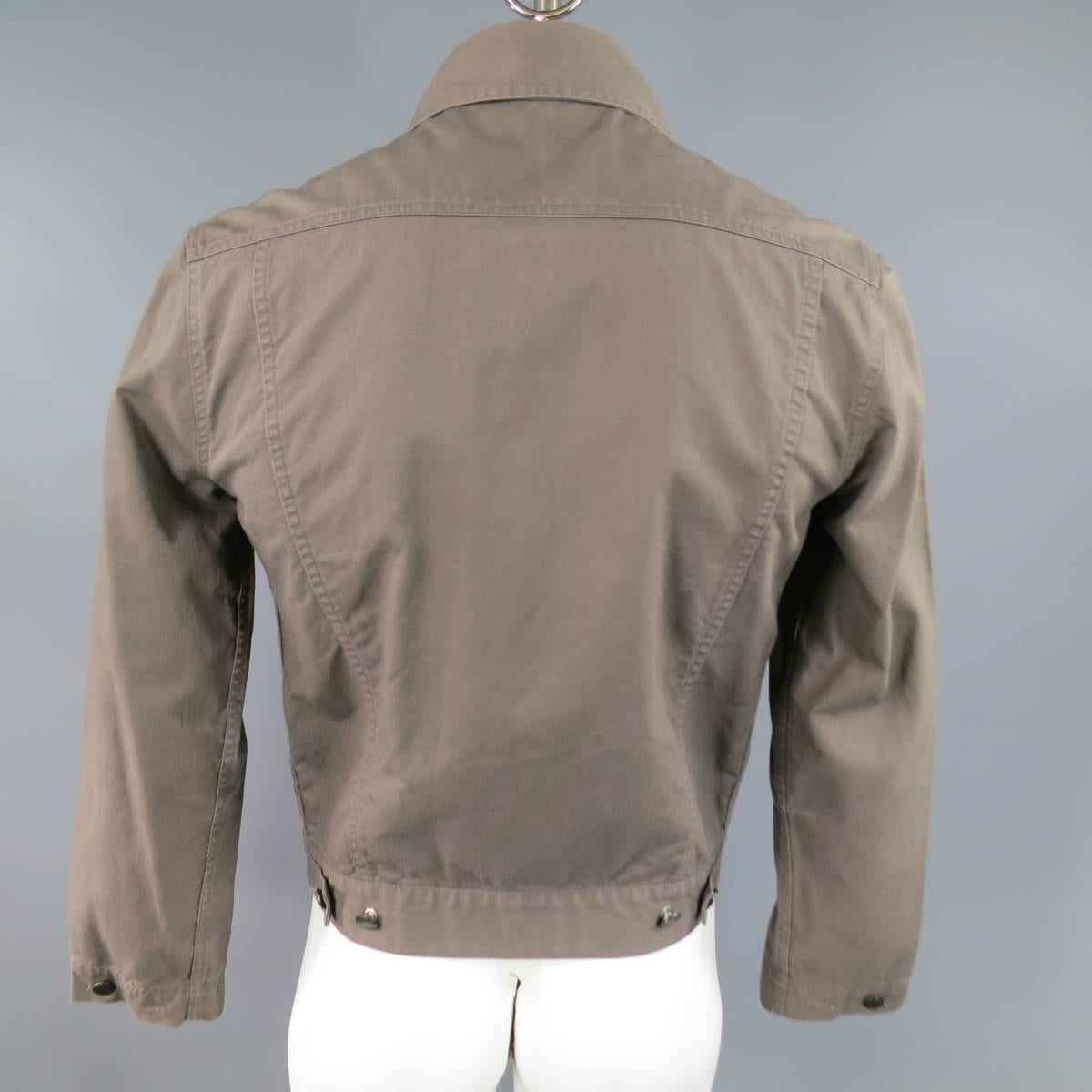 Yves Saint Laurent 40 Taupe Cotton Denim Cropped Trucker Jacket 3